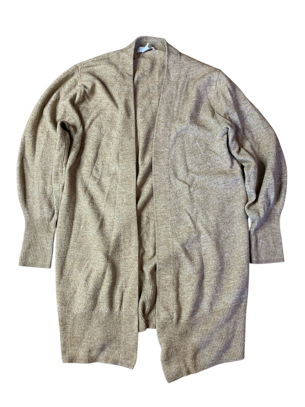 H&M Oatmeal Melange Long Open Front Cardigan XS